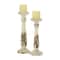 Brown & White Traditional Candle Holder Set, 13" & 15"